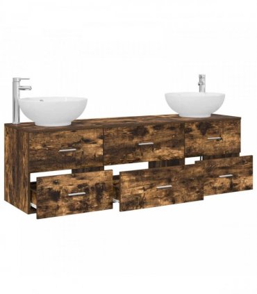 vidaXL Bathroom Cabinet Set 3 pcs Smoked Oak 161.5 x 44.5 x 80 cm