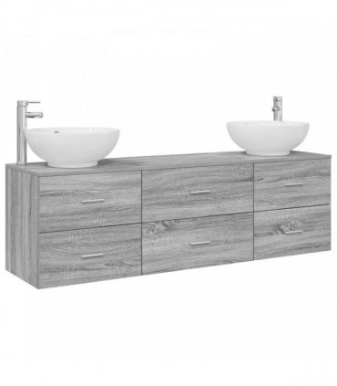 vidaXL Bathroom Cabinet Set 3 pcs Grey Sonoma 161.5 x 44.5 x 80 cm