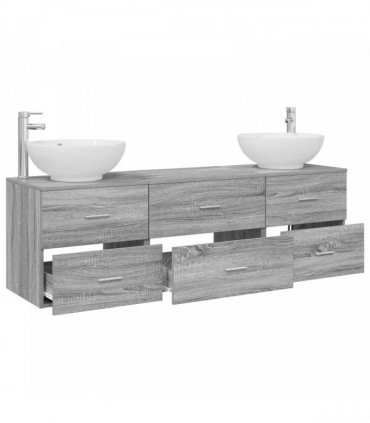 vidaXL Bathroom Cabinet Set 3 pcs Grey Sonoma 161.5 x 44.5 x 80 cm