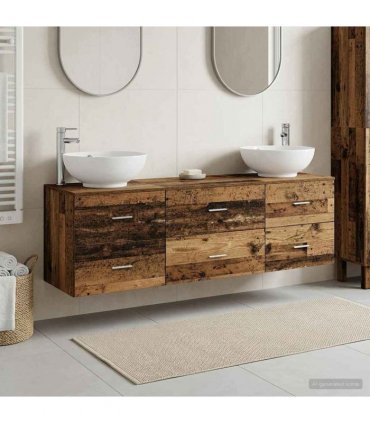 vidaXL Bathroom Cabinet Set 3 pcs Old Wood 161.5 x 44.5 x 80 cm