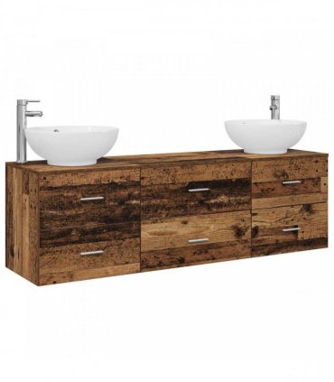 vidaXL Bathroom Cabinet Set 3 pcs Old Wood 161.5 x 44.5 x 80 cm