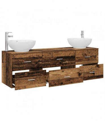vidaXL Bathroom Cabinet Set 3 pcs Old Wood 161.5 x 44.5 x 80 cm