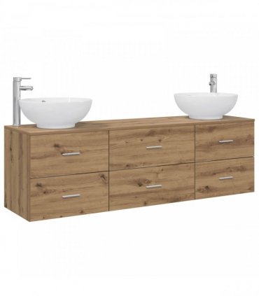 vidaXL Bathroom Cabinet Set 3 pcs Artisan Oak 161.5 x 44.5 x 80 cm