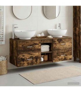 vidaXL Bathroom Cabinet Set 3 pcs Smoked Oak 129 x 44.5 x 80 cm
