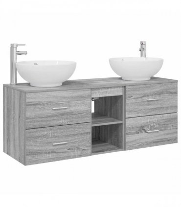 vidaXL Bathroom Cabinet Set 3 pcs Grey Sonoma 129 x 44.5 x 80 cm