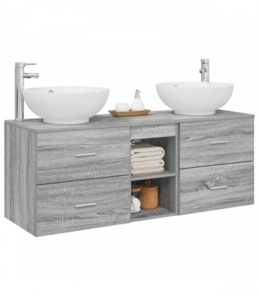 vidaXL Bathroom Cabinet Set 3 pcs Grey Sonoma 129 x 44.5 x 80 cm
