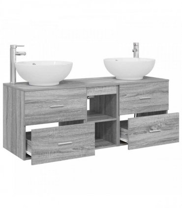 vidaXL Bathroom Cabinet Set 3 pcs Grey Sonoma 129 x 44.5 x 80 cm