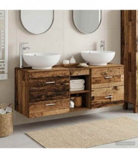 vidaXL Bathroom Cabinet Set 3 pcs Old Wood 129 x 44.5 x 80 cm