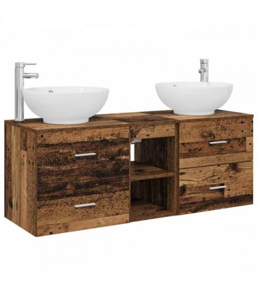 vidaXL Bathroom Cabinet Set 3 pcs Old Wood 129 x 44.5 x 80 cm