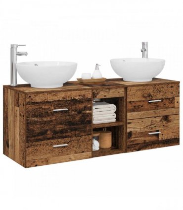 vidaXL Bathroom Cabinet Set 3 pcs Old Wood 129 x 44.5 x 80 cm