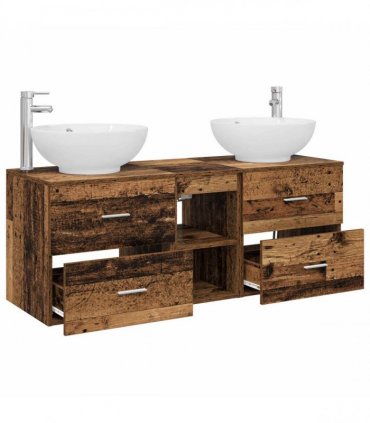 vidaXL Bathroom Cabinet Set 3 pcs Old Wood 129 x 44.5 x 80 cm
