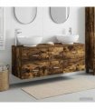 vidaXL Bathroom Cabinet Set 3 pcs Smoked Oak 129 x 44.5 x 80 cm