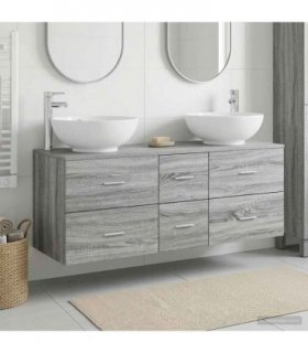 vidaXL Bathroom Cabinet Set 3 pcs Grey Sonoma 129 x 44.5 x 80 cm