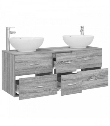 vidaXL Bathroom Cabinet Set 3 pcs Grey Sonoma 129 x 44.5 x 80 cm