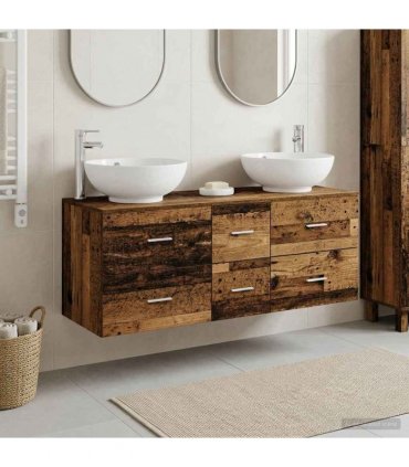 vidaXL Bathroom Cabinet Set 3 pcs Old Wood 129 x 44.5 x 80 cm
