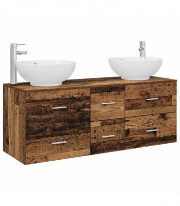 vidaXL Bathroom Cabinet Set 3 pcs Old Wood 129 x 44.5 x 80 cm