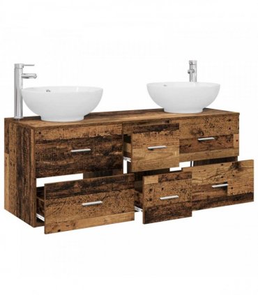 vidaXL Bathroom Cabinet Set 3 pcs Old Wood 129 x 44.5 x 80 cm