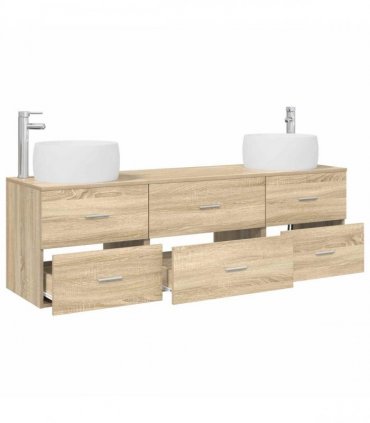 vidaXL Bathroom Cabinet Set 3 pcs Sonoma Oak 161.5 x 44.5 x 80 cm