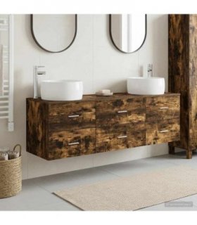 vidaXL Bathroom Cabinet Set 3 pcs Smoked Oak 161.5 x 44.5 x 80 cm
