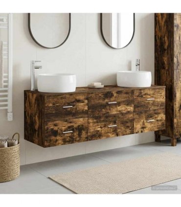 vidaXL Bathroom Cabinet Set 3 pcs Smoked Oak 161.5 x 44.5 x 80 cm