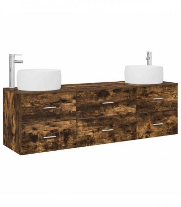 vidaXL Bathroom Cabinet Set 3 pcs Smoked Oak 161.5 x 44.5 x 80 cm