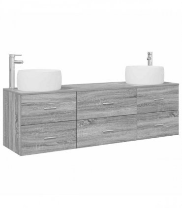 vidaXL Bathroom Cabinet Set 3 pcs Grey Sonoma 161.5 x 44.5 x 80 cm