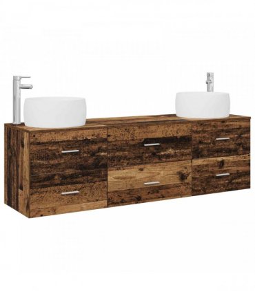 vidaXL Bathroom Cabinet Set 3 pcs Old Wood 161.5 x 44.5 x 80 cm