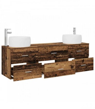 vidaXL Bathroom Cabinet Set 3 pcs Old Wood 161.5 x 44.5 x 80 cm