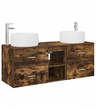 vidaXL Wall-mounted Bathroom Cabinet Set 3 pcs Smoked Oak