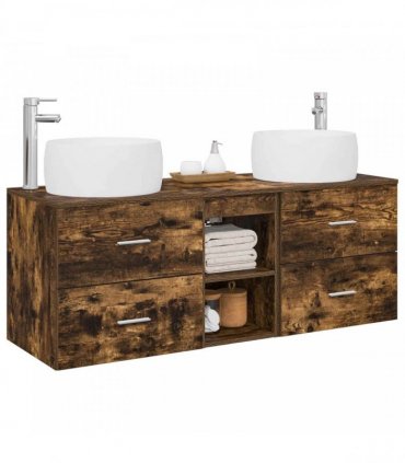 vidaXL Wall-mounted Bathroom Cabinet Set 3 pcs Smoked Oak