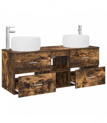 vidaXL Wall-mounted Bathroom Cabinet Set 3 pcs Smoked Oak