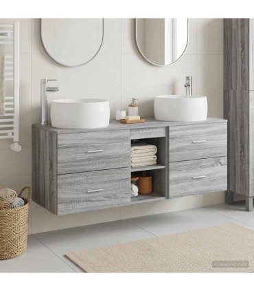 vidaXL Wall-mounted Bathroom Cabinet Set 3 pcs Grey Sonoma