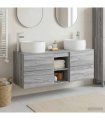 vidaXL Wall-mounted Bathroom Cabinet Set 3 pcs Grey Sonoma