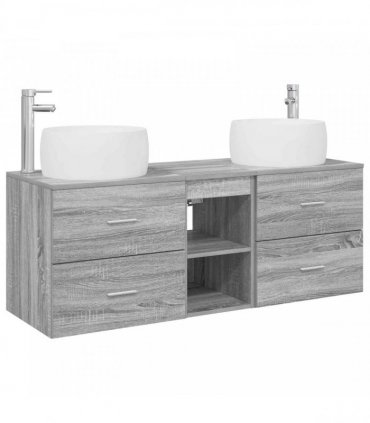 vidaXL Wall-mounted Bathroom Cabinet Set 3 pcs Grey Sonoma