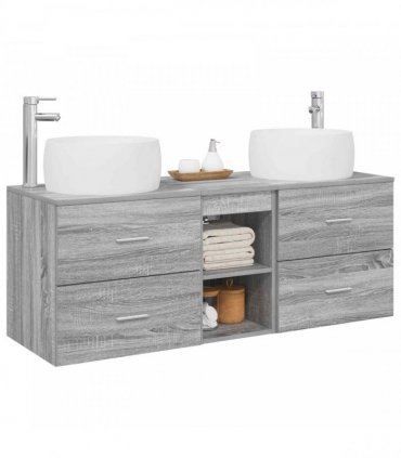 vidaXL Wall-mounted Bathroom Cabinet Set 3 pcs Grey Sonoma