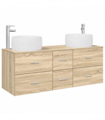 vidaXL Bathroom Cabinet Set 3 pcs Sonoma Oak 129 x 44.5 x 80 cm