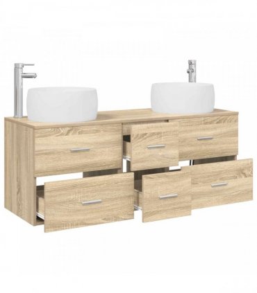 vidaXL Bathroom Cabinet Set 3 pcs Sonoma Oak 129 x 44.5 x 80 cm