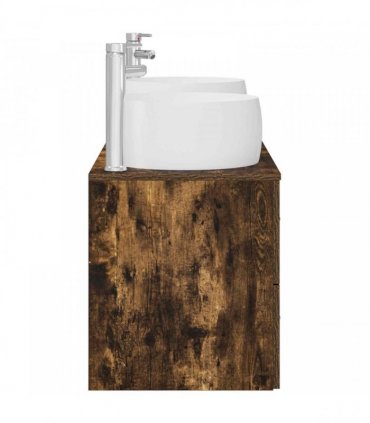 vidaXL Bathroom Cabinet Set 3 pcs Smoked Oak 129 x 44.5 x 80 cm