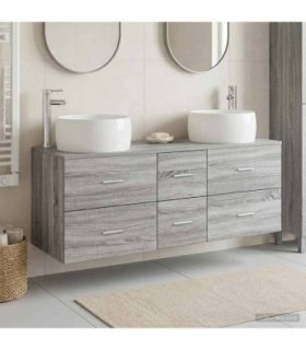 vidaXL Bathroom Cabinet Set 3 pcs Grey Sonoma 129 x 44.5 x 80 cm