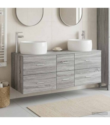 vidaXL Bathroom Cabinet Set 3 pcs Grey Sonoma 129 x 44.5 x 80 cm