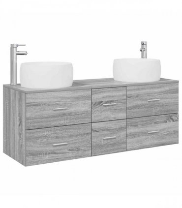 vidaXL Bathroom Cabinet Set 3 pcs Grey Sonoma 129 x 44.5 x 80 cm
