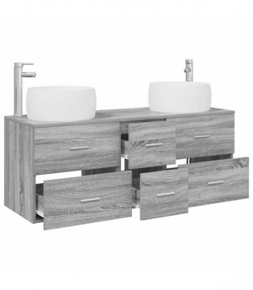 vidaXL Bathroom Cabinet Set 3 pcs Grey Sonoma 129 x 44.5 x 80 cm