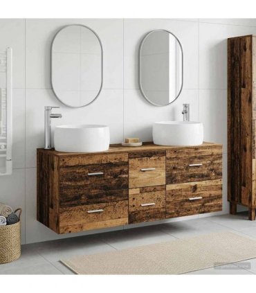 vidaXL Bathroom Cabinet Set 3 pcs Old Wood 129 x 44.5 x 80 cm