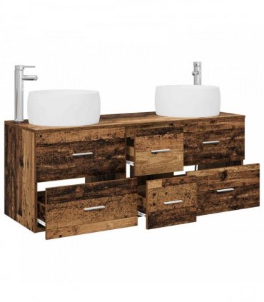 vidaXL Bathroom Cabinet Set 3 pcs Old Wood 129 x 44.5 x 80 cm