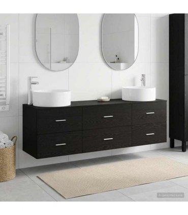 vidaXL Bathroom Cabinet Set 3 pcs Black 161.5 x 44.5 x 80 cm