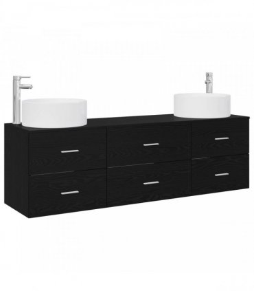 vidaXL Bathroom Cabinet Set 3 pcs Black 161.5 x 44.5 x 80 cm