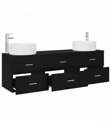 vidaXL Bathroom Cabinet Set 3 pcs Black 161.5 x 44.5 x 80 cm