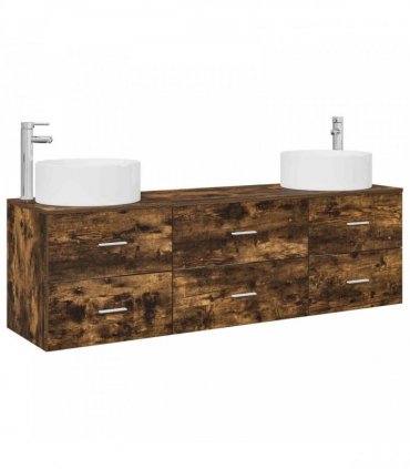 vidaXL Bathroom Cabinet Set 3 pcs Smoked Oak 161.5 x 44.5 x 80 cm