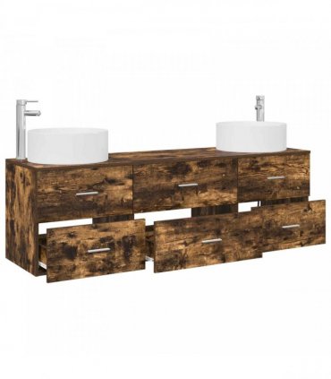 vidaXL Bathroom Cabinet Set 3 pcs Smoked Oak 161.5 x 44.5 x 80 cm