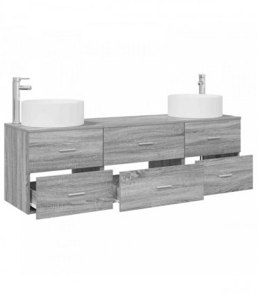 vidaXL Bathroom Cabinet Set 3 pcs Grey Sonoma 161.5 x 44.5 x 80 cm